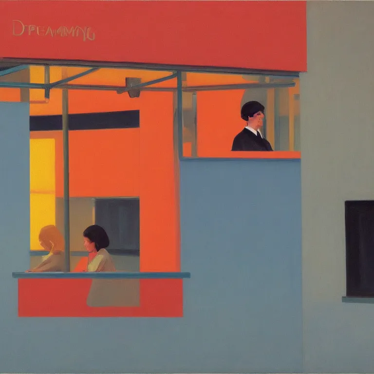 Prompt: dreaming from new economy and a new finacial system, painted by Alex Katz, painted by Edward Hopper, airbrush