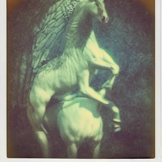 Image similar to mythical creature, vintage polaroid