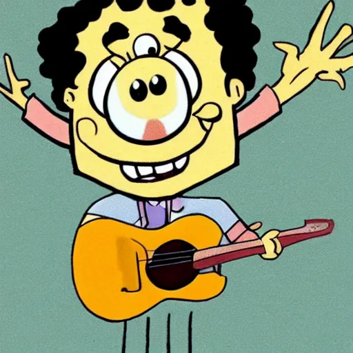 Prompt: bob dylan cartoon in spongebob style