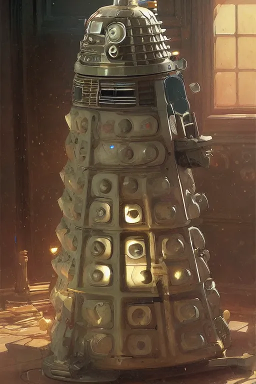Image similar to Dalek, portrait by Stanley Artgerm Lau, greg rutkowski, thomas kindkade, alphonse mucha, loish, norman Rockwell