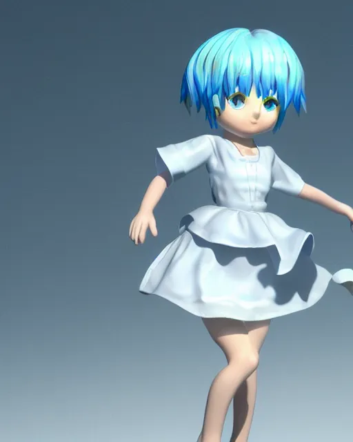 Image similar to full body 3d render of Cirno, studio lighting, white background, blender, trending on artstation, 8k, highly detailed