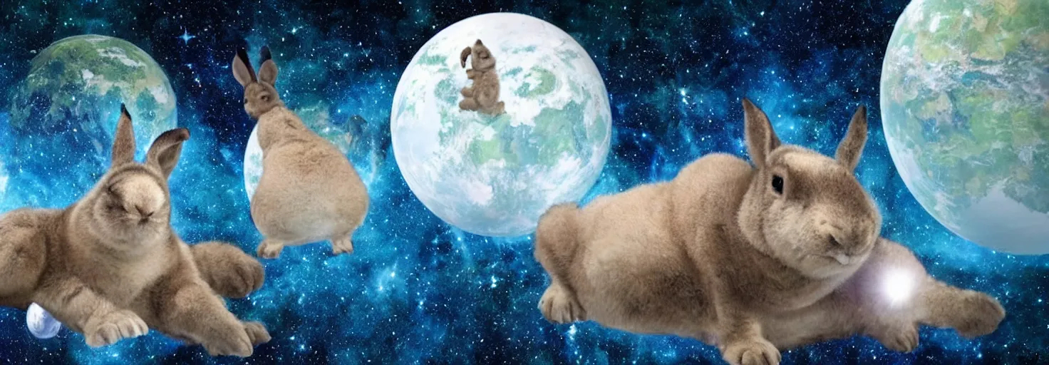 Image similar to photo of big chungus floating in space