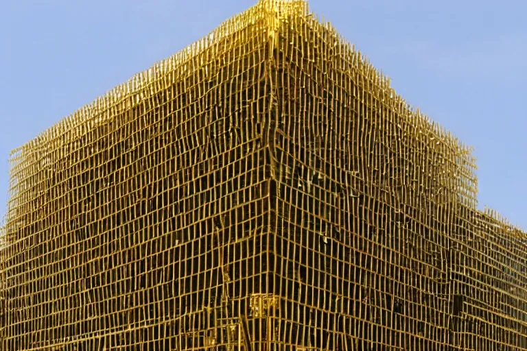 Image similar to a building, under construction, made of gold