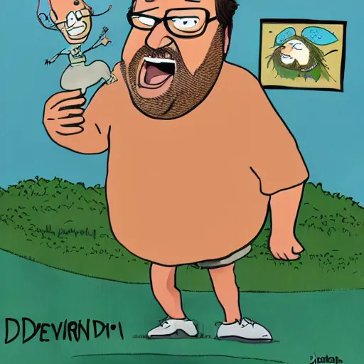 Prompt: artwork of Danny Devito by Justin Roiland