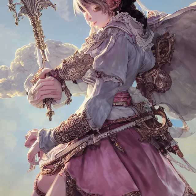 Image similar to the portrait of neutral good colorful female cleric bard as absurdly beautiful, gorgeous, elegant, young gravure idol, an ultrafine hyperdetailed illustration by kim jung gi, irakli nadar, intricate linework, sharp focus, bright colors, octopath traveler, final fantasy, unreal engine 5 highly rendered, global illumination, radiant light, detailed and intricate environment