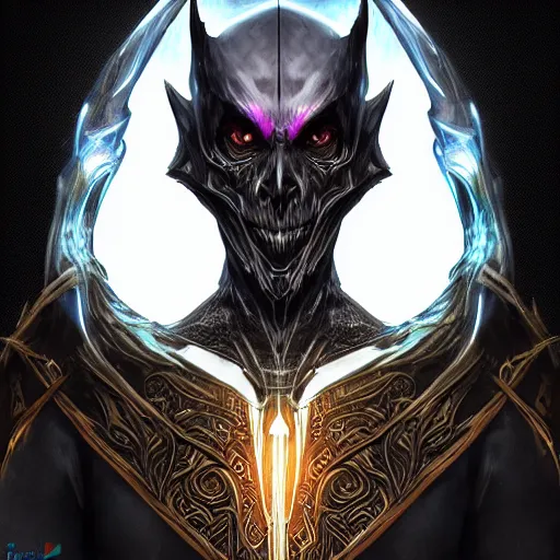 Prompt: a portrait of a evil darkness magician in glass armor releasing spell, full height, moving forward, concept art, trending on artstation, highly detailed, intricate, sharp focus, digital art, 8 k