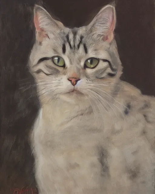 Prompt: A portrait of a cat, by Scott Burdick