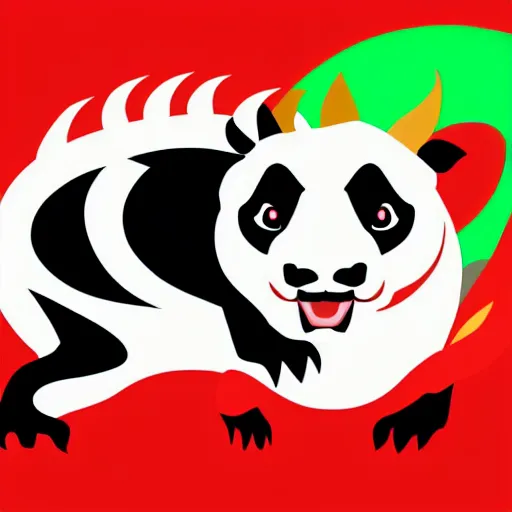 Image similar to vector art of welsh dragon and panda mixed, intercrossed, chimera, welsh flag, adobe illustrator