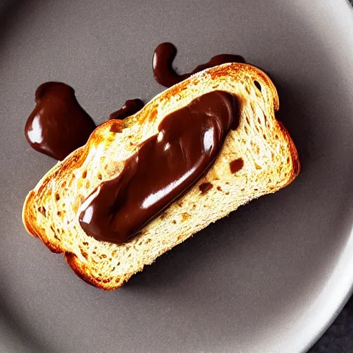 Prompt: a piece of toast slathered with Nutella