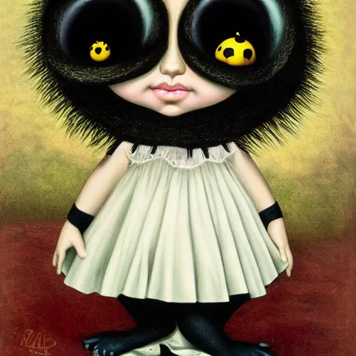 Image similar to giant bumblebee in the style of mark ryden