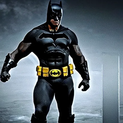 Image similar to dwayne johnson as batman, full body shot, highly - detailed, sharp focus, award - winning