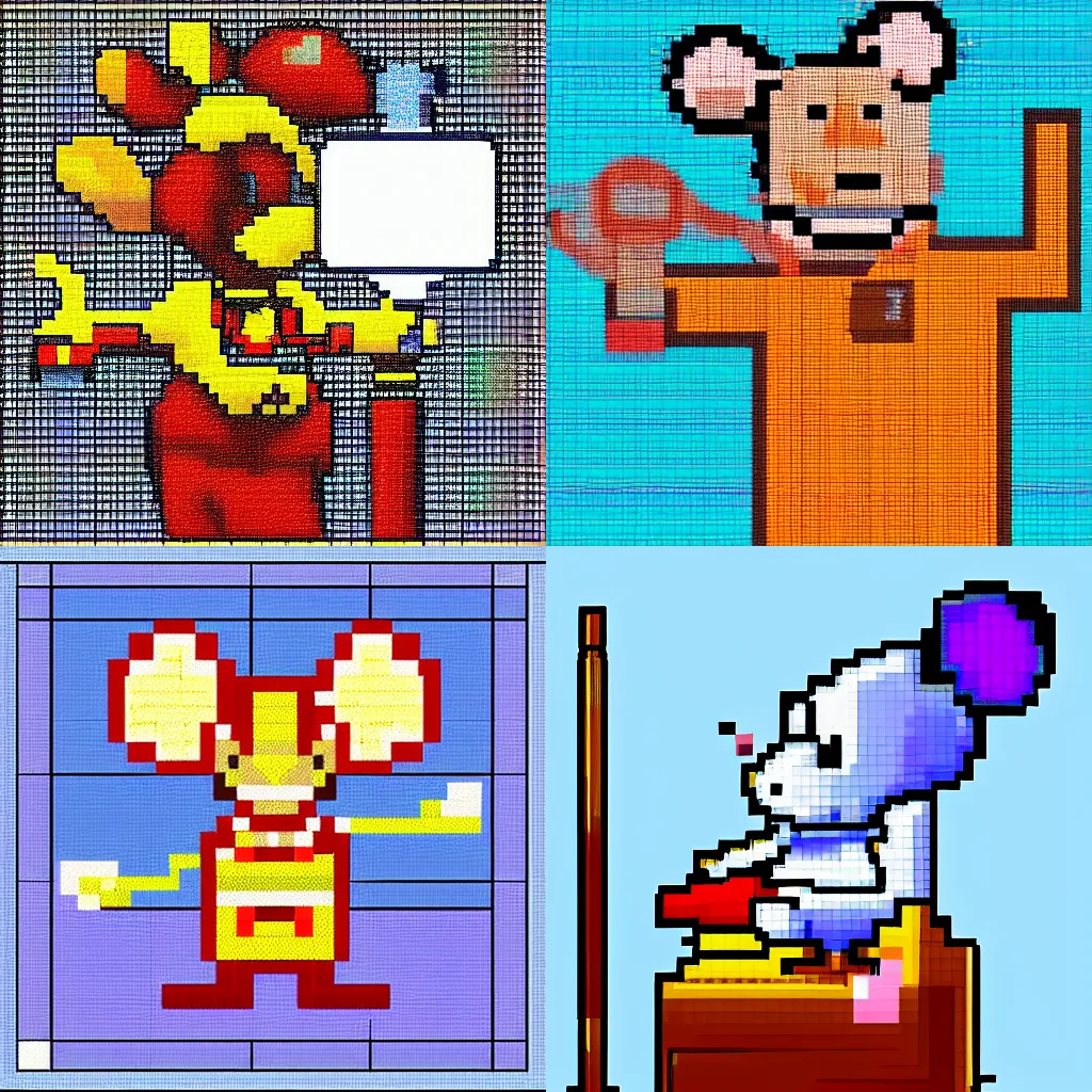 Prompt: Wizard mouse in laboratory, pixel art