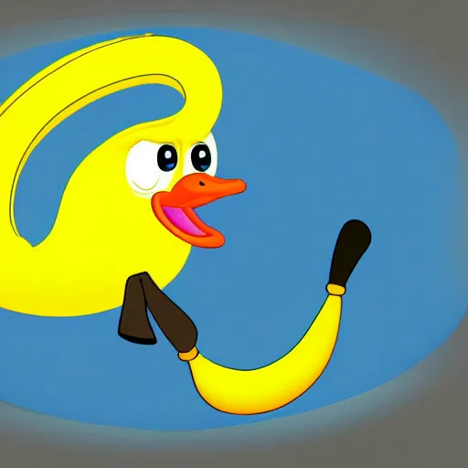 Image similar to banana duck in the style of a 90’s cartoon