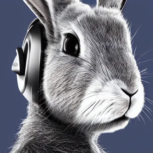 Image similar to a rabbit wearing k 7 0 1 headphones, photorealistic digital art