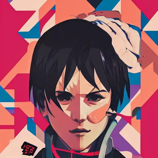 Prompt: Makoto profile picture by Sachin Teng, asymmetrical, Organic Painting , Street Fighter Third Strike, Powerful, geometric shapes, hard edges, graffiti, street art:2 by Sachin Teng:4