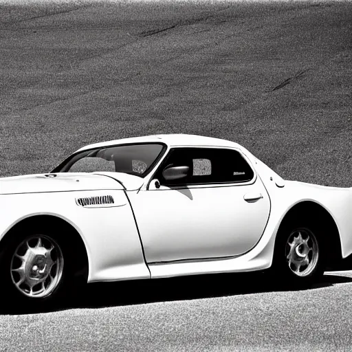 Prompt: black and white photograph of the 1933 Toyota Supra