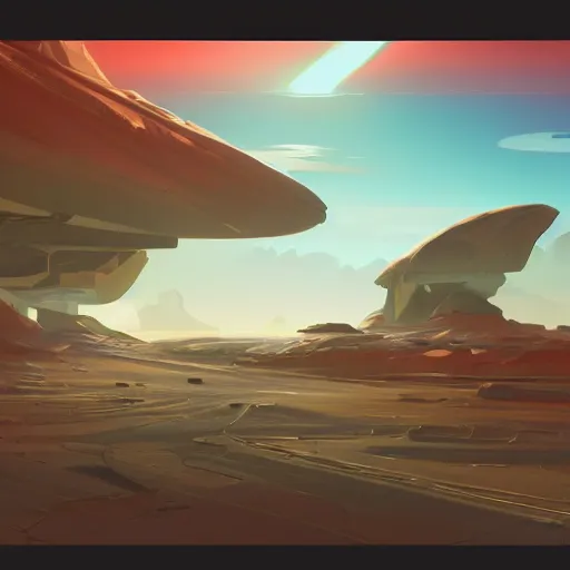 Image similar to vector minimalist mars settlement, loftis, cory behance hd by jesper ejsing, by rhads, makoto shinkai and lois van baarle, ilya kuvshinov, rossdraws global illumination