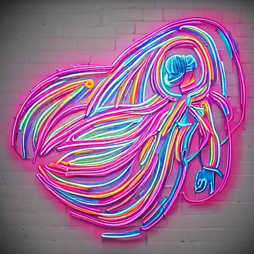 Image similar to 3 d neon art of a womens body, extremely detailed