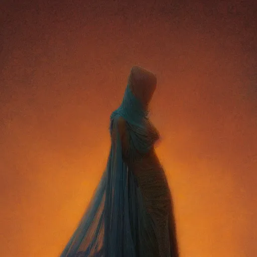 Image similar to a silhouette dressed with a shroud wearing a golden mask, by jean delville and sophie anderson and mandy jurgens, golden ratio, perfect composition, elegant, no crop, extremely detailed, hd, masterpiece, artstation