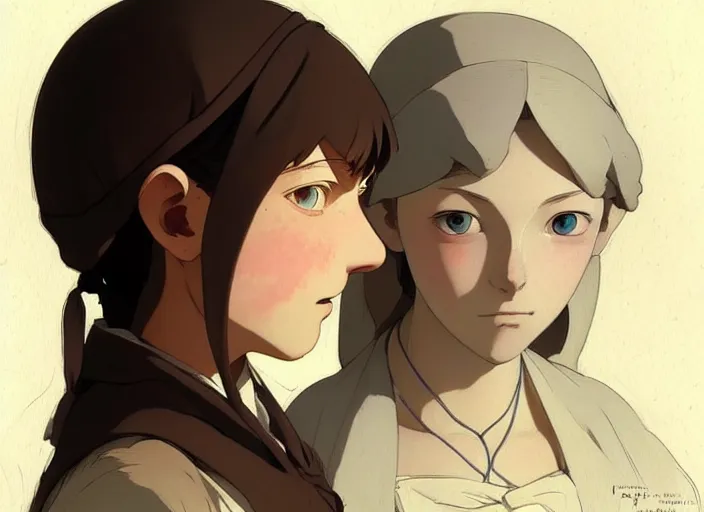 Prompt: 1 8 3 5 florence nightingale as adolescent, character face study, faces only, concept art finely detailed perfect art, painted by greg rutkowski makoto shinkai takashi takeuchi studio ghibli, pinterest, cevagraf comics