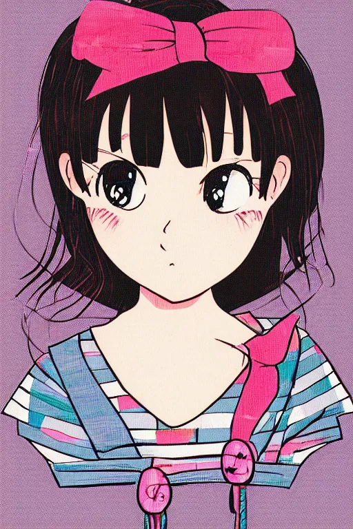 Image similar to portrait of a cute mamoru chiba style illustration of a young girl mamoru chiba style