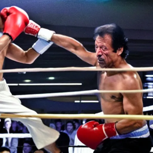 Prompt: Imran Khan beating up Nawaz sharif in a boxing match