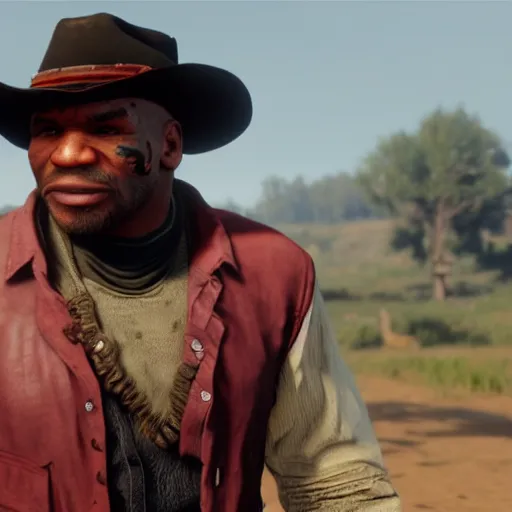 Prompt: Mike Tyson in red dead redemption 2 digital art 4K quality super realistic