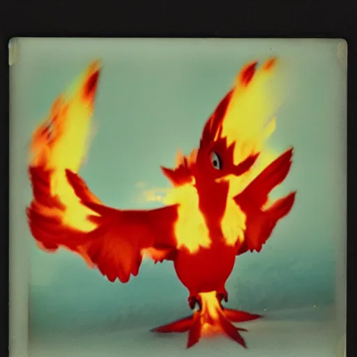 Image similar to 1 9 5 0 s polaroid picture of moltres