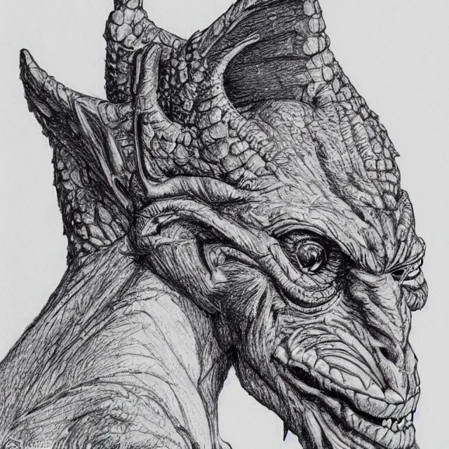 Prompt: highly detailed ballpoint pen illustration of a gargoyle