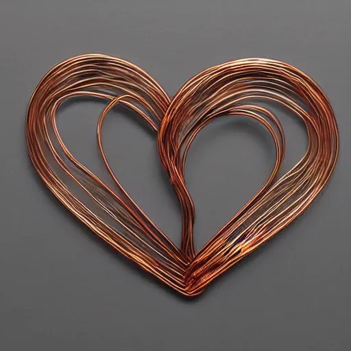 Image similar to a very beautiful tiny ( ( ( ( human heart ) ) ) )!!!!!!!!!!!!!!!!!!!!!!!!! organic sculpture made of copper wire and threaded pipes, very intricate, curved. studio lighting, high resolution, high quality, black background