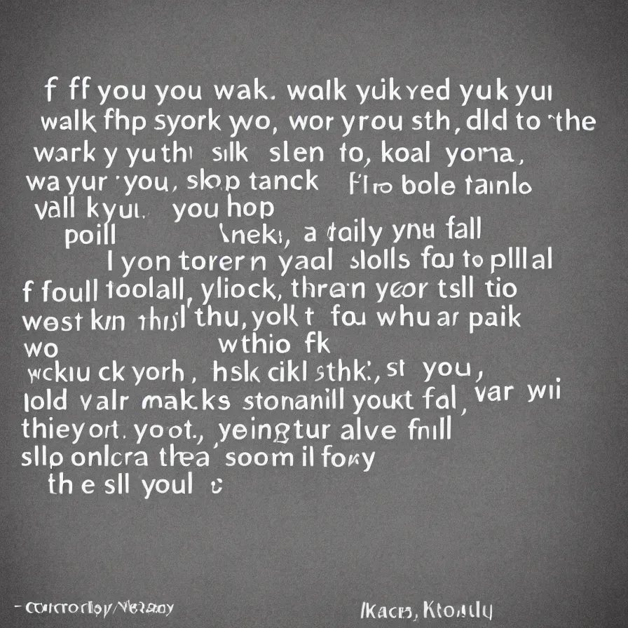 Prompt: If you walk, you slip. If you stop, you stall. If you touch, you stick. If you drop, you fall. In the eternal, in the eternal now.