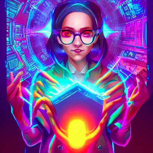 Image similar to skill magic geek inside matrix deepdream radiating a glowing aura stuff loot legends stylized digital illustration video game icon artstation lois van baarle, ilya kuvshinov, rossdraws,