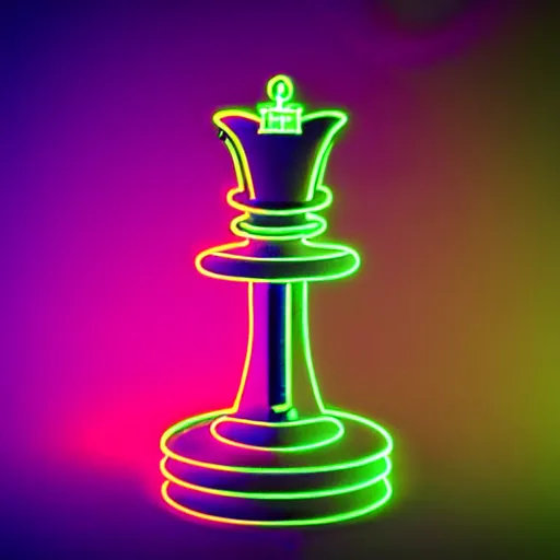 Prompt: vintage instamatic photo of a queen chess piece made of a coil of neon lights resting on reflective glass , sublime, Isometric 3D Fantasy, smooth 3D Illustration, Cinematic Matte Painting, soft render,