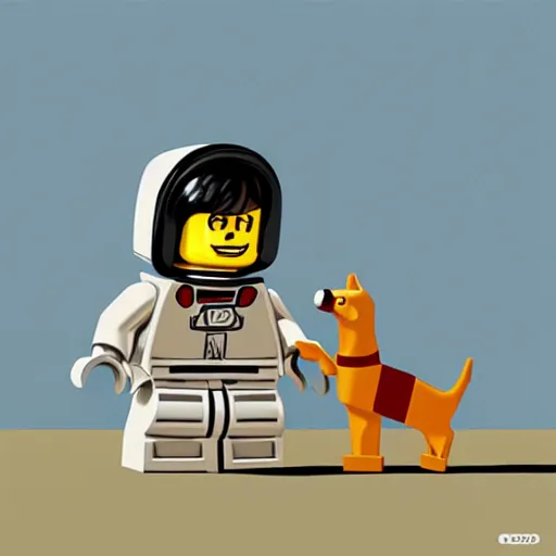 Prompt: lego astronaut playing with a dog by goro fujita, realism, sharp details, cinematic, highly detailed, digital painting,