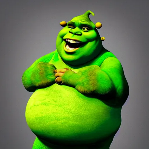 Image similar to fat shrek with a green cap, concept art, digital art, highly detailed