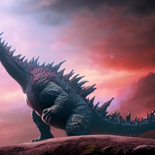 Image similar to godzilla, expressive eyes, floating, rbc, radiolaria, protophyta, micro - organisms, center frame, symmetric, rim light, marine microbiology, bioluminescence, electric, fur, soft, concept art, intricate details, highly detailed, colorful, photorealistic, disney pixar, octane render,