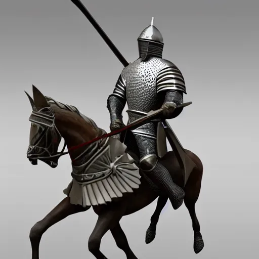 Image similar to 3 d model of a knight wielding a sword riding a horse