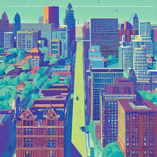 Image similar to a beautiful illustration of Columbus Ohio by James gilleard, geometric lines