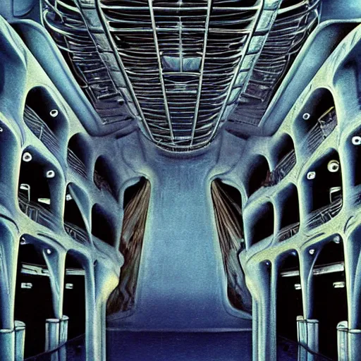 Prompt: Liminal Space, flooded cruise ship, SCP, by H.R. Giger