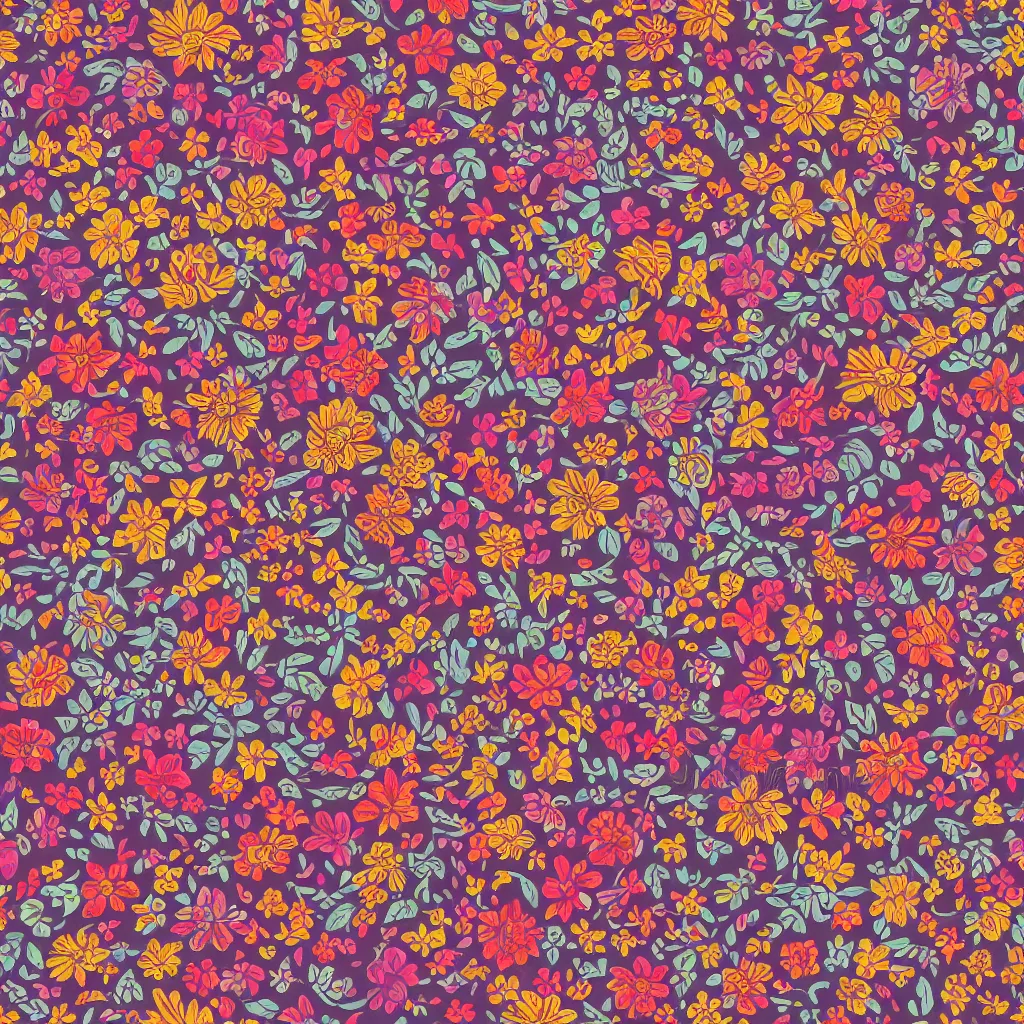 Image similar to simplified oil painting of seamless kaszuby folk floral pattern, trending on artstation, 4 k 8 k ultra hd, 2 d illustration, digital art, concept art