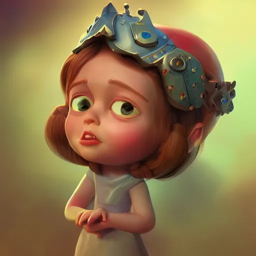 Prompt: super cute princess 3D concept by EYMBEEYO and Gediminas Pranckevicius, face very realistic, Game Art, Zenith angle, hyper detailed, no background, Character Modeling, cartoon, cinematic, raytrace, Trend on artstation, C4D