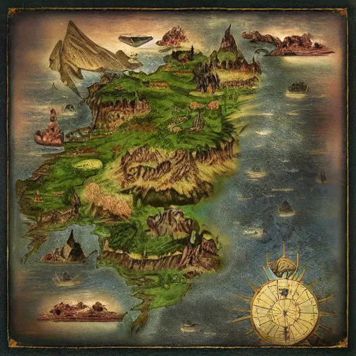 Prompt: Map of an imaginary fantasy land