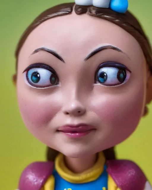 Image similar to closeup face profile portrait of a tin toy greta thunberg as max fleischer character eating cakes, bikini, depth of field, zeiss lens, fashion photoshoot by nicoletta ceccoli, mark ryden, lostfish, breathtaking, detailed and intricate environment, 8 k resolution, extremely detailed, beautiful, establishing shot, artistic, hyperrealistic, octane render