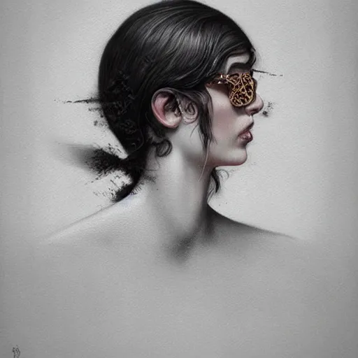 Prompt: a person dissolves into black ash, tiny specs of dust, intricate!!, highly detailed, no noise, concept art, sharp focus, smooth, by Tom Bagshaw, artstation