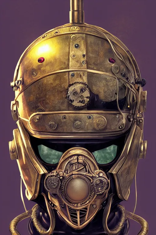 Image similar to steampunk helmet fantasy art mask robot ninja stylized digital illustration sharp focus, elegant intricate digital painting artstation concept art global illumination ray tracing advanced technology chaykin howard and campionpascale and cooke darwyn and davis jack