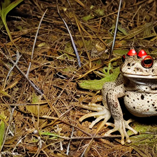Image similar to photo of American Toad birthday party in the woods at night