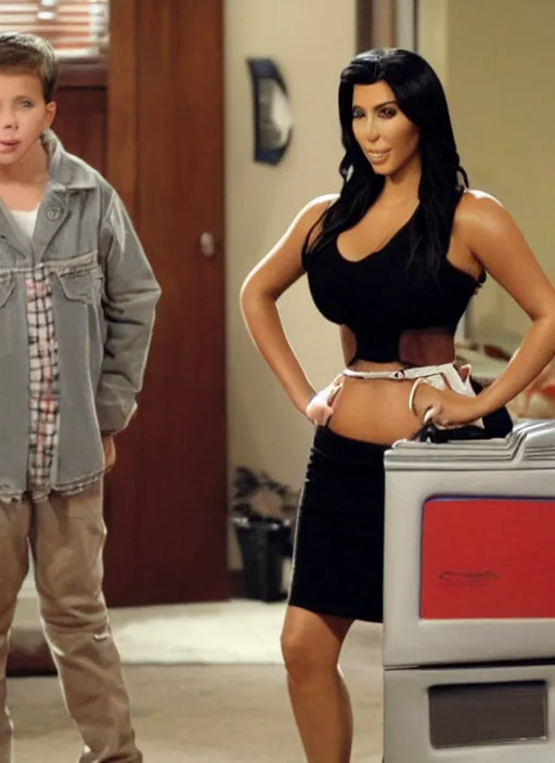 Image similar to TV show still of kim kardashian in malcolm in the middle.