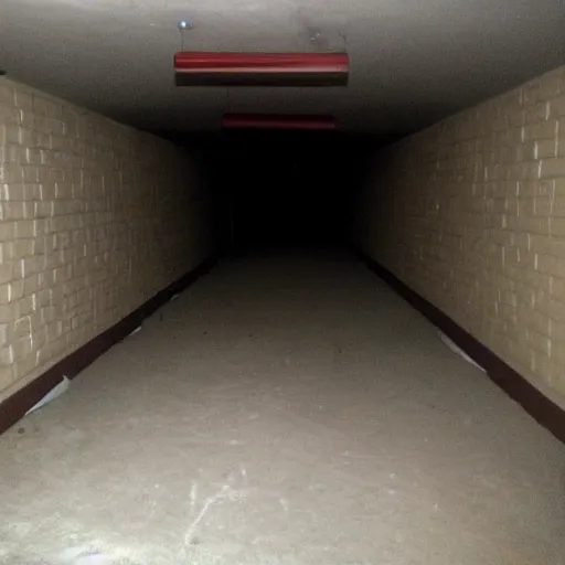 Prompt: an empty basement hallway, craigslist photo