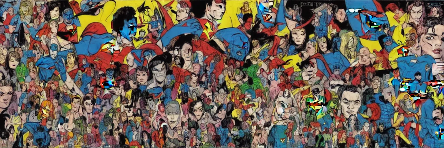 Image similar to abstract comic book art of people, dc comics, modern art,