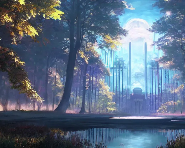 Prompt: scenery artwork, scene beautiful, light!! light essential montreal world montreal and nature vegetation with daylight, surrealism oil on canvas, artstation!! pixiv!! dream scenery, quality astral projection render, nier automata concept art, vaporwave textures
